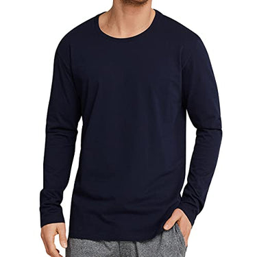 Schiesser Herren Schlafshirt Langarm Rundhals-Mix + Relax Pyjamaoberteil, Jeansblau_182042, 58 im Sale